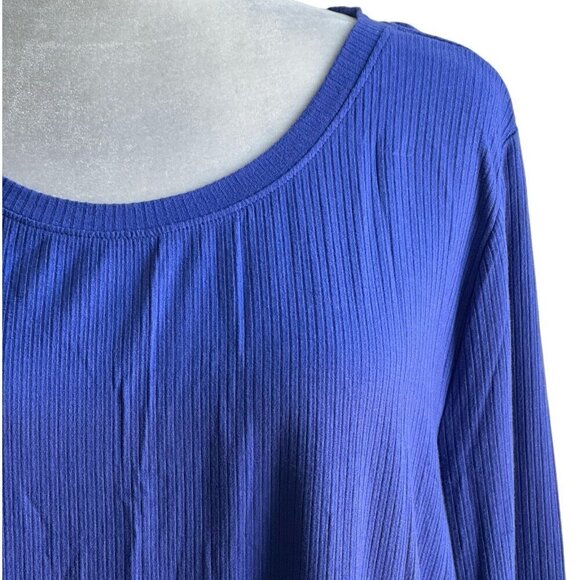 Eloquii Purple Top Round Neck Long Sleeves Side Ruching Women's PLUS Sz 22/24 - Picture 2 of 9